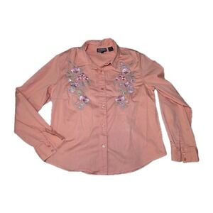 Circle T‎ Rough Rider Embroidered Western Top Women Large Cowgirl Rodeo Boho